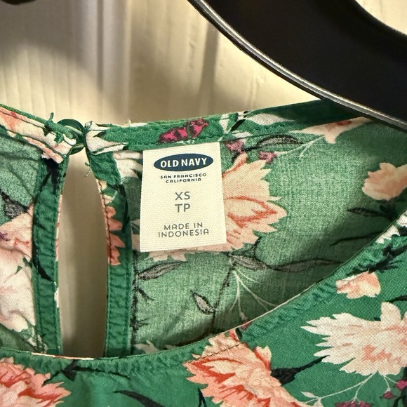 Old Navy XS Green Floral Long Sleeve Midi Dress Boho Cottagecore Easter - Picture 2 of 5